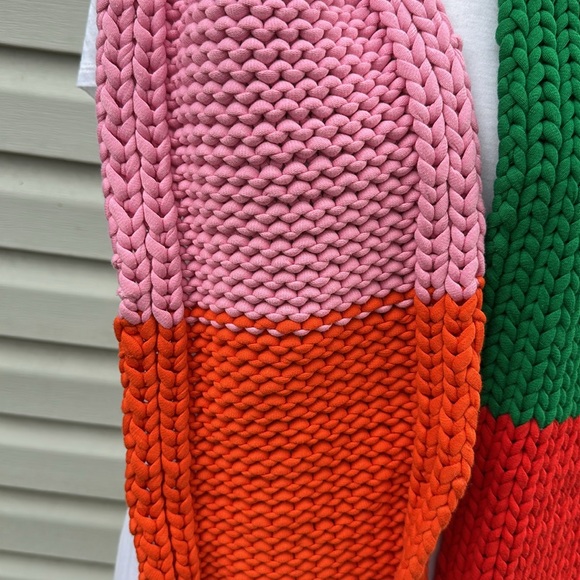 NWT Tory Burch Sport Hand Knit Multi-Color Colorblock Scarf - Picture 7 of 10